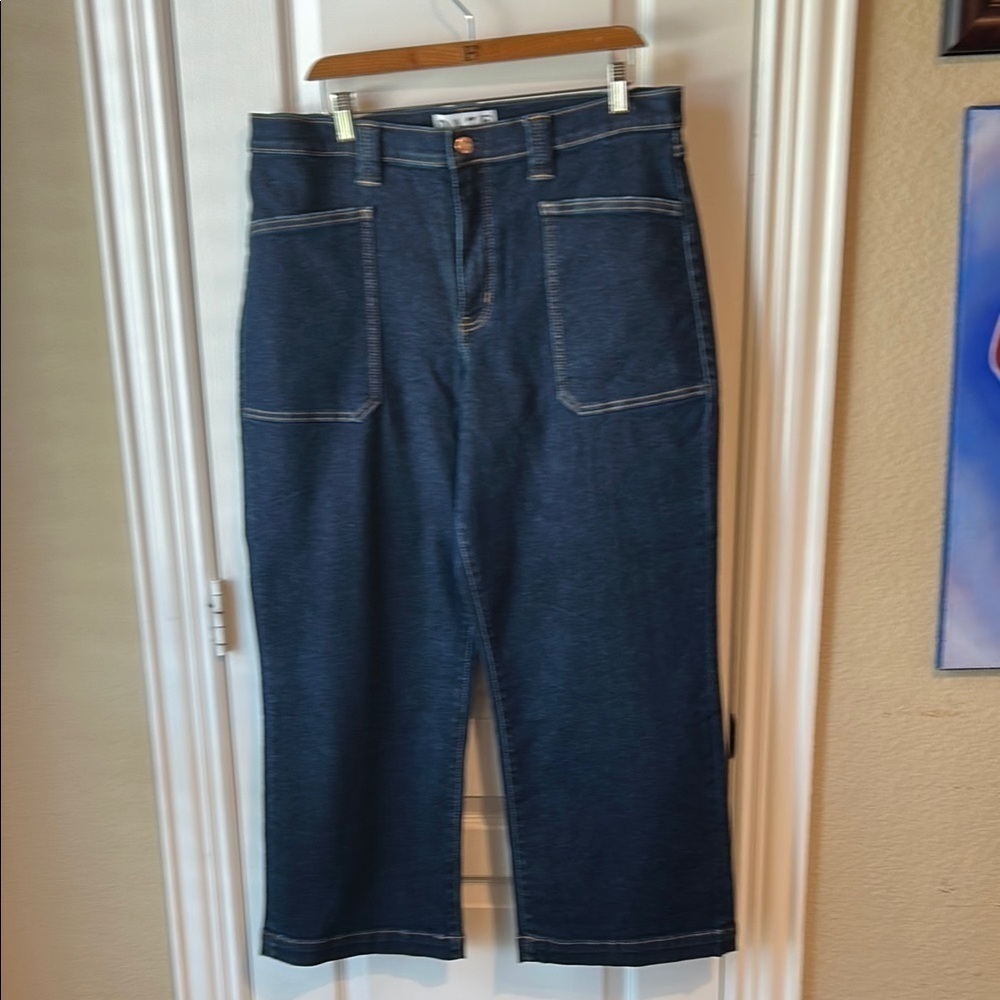 Daze Denim Dark Blue cropped Denim Jeans preppy academia varsity tailgate fall